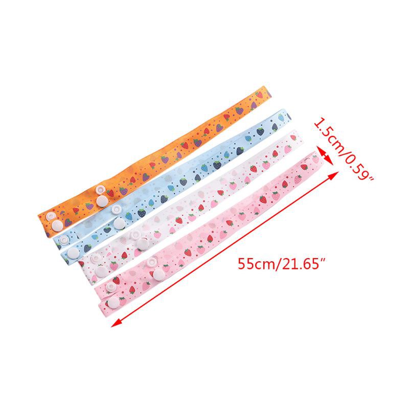 Set 4 Dây Đeo Khẩu Trang In Hình Dâu Tây Dễ Thương Cho Bé