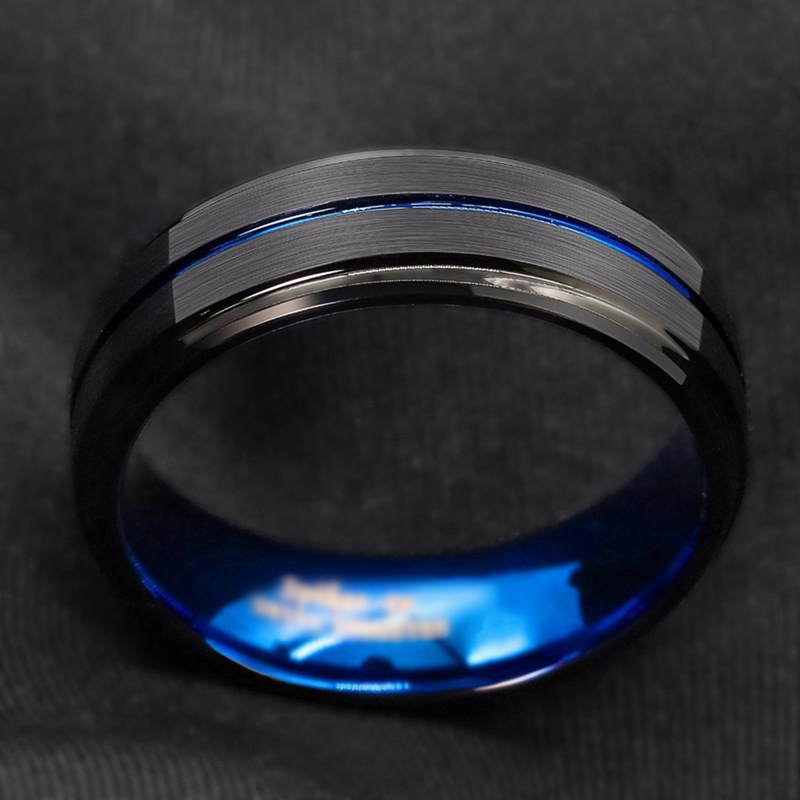 Nhẫn Cưới Nam 8mm Màu Xanh Đen
