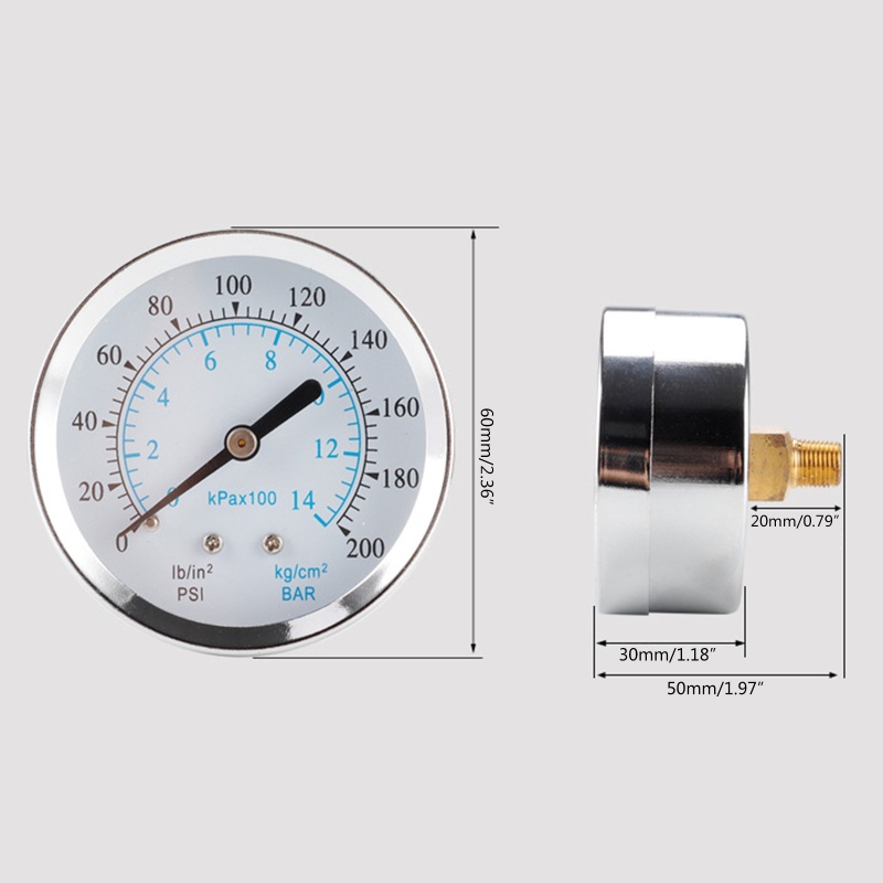 Đồng Hồ Đo Áp Suất Thấp Mini 1 / 8 &quot;Với Khung Kim Loại Cho Công Nghiệp