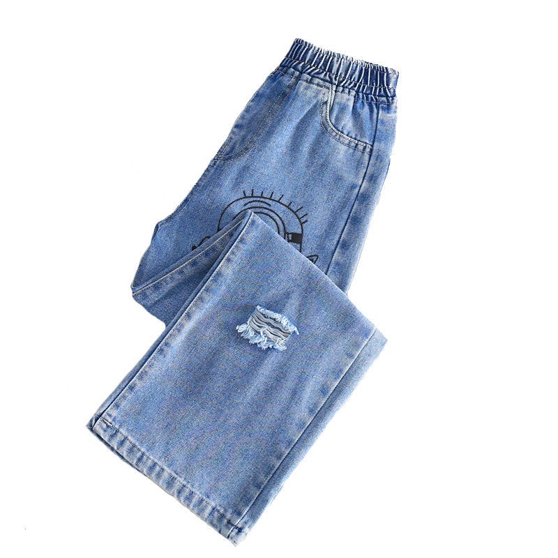 Quần Jean Ống Rộng Mỏng Phong Cách Mới 2022 Cho Bé Gái