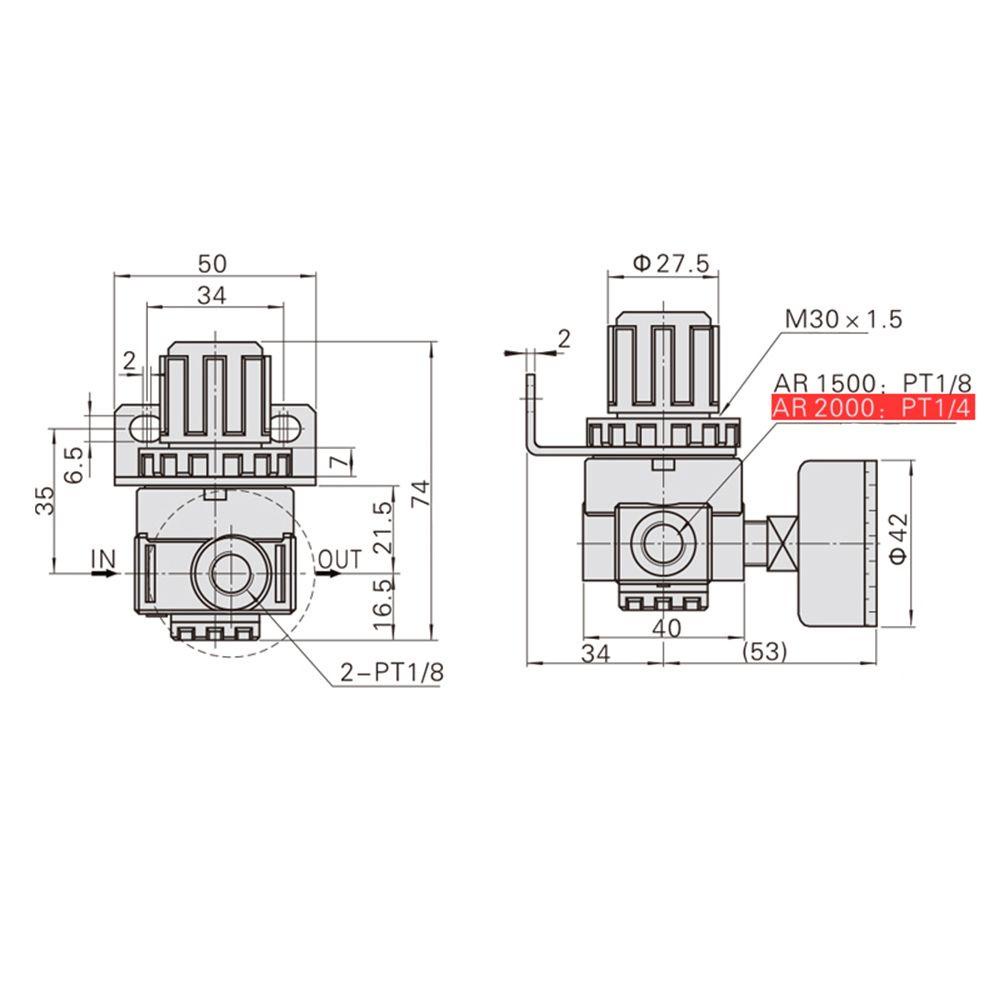 WATTLE Giá Đỡ Điều Khiển Áp Suất Không Khí AR2000 Mini
