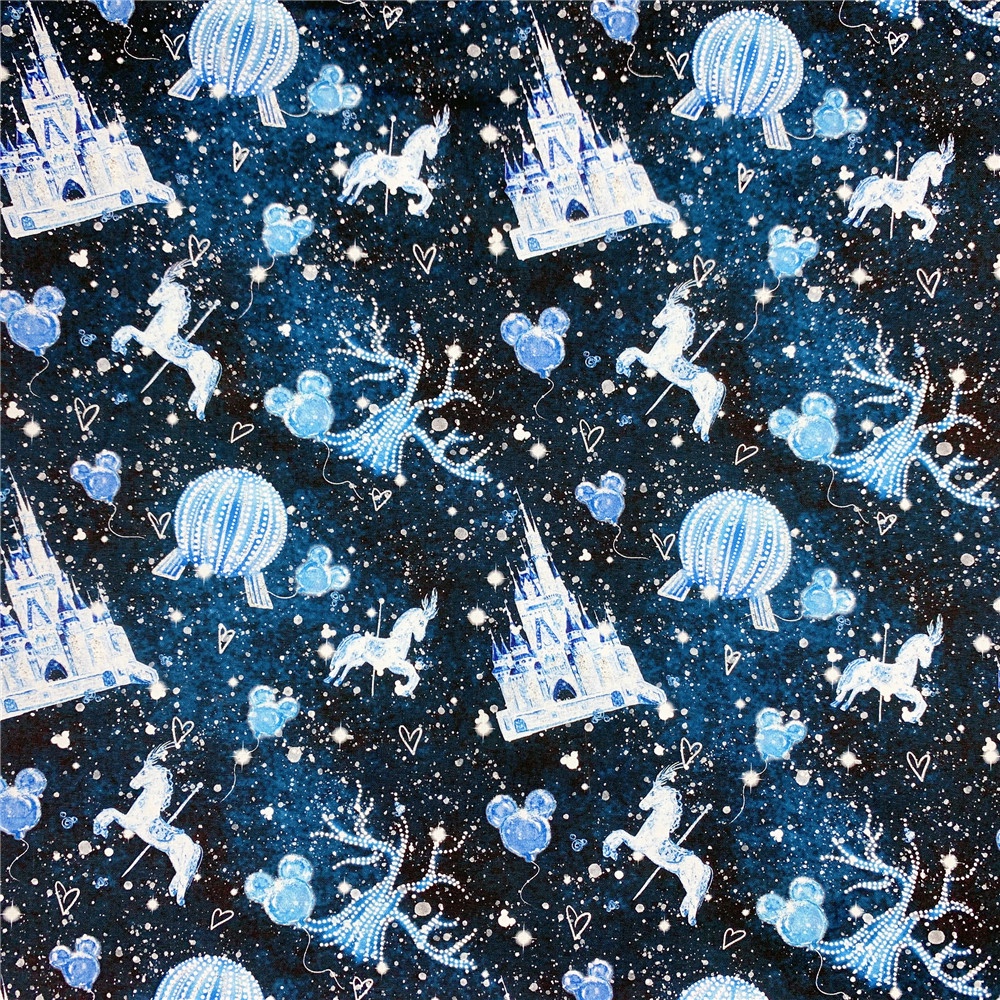 Vải Cotton họa tiết công chúa hoạt hình lấp lánh dùng may quần áo/váy cho bé