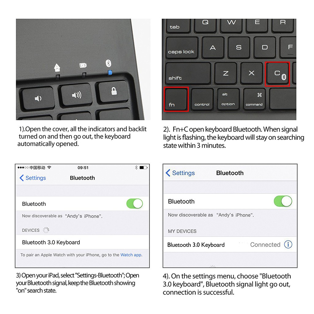 Bao da kiêm bàn phím Bluetooth iPad Air 2 (Đen)