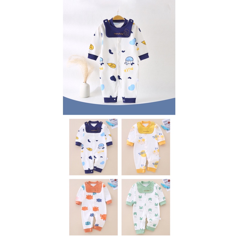 Bộ áo liền quần AMILA in họa tiết hoạt hình dễ thương thoải mái thoáng khí cho bé sơ sinh/ bé trai và bé gái