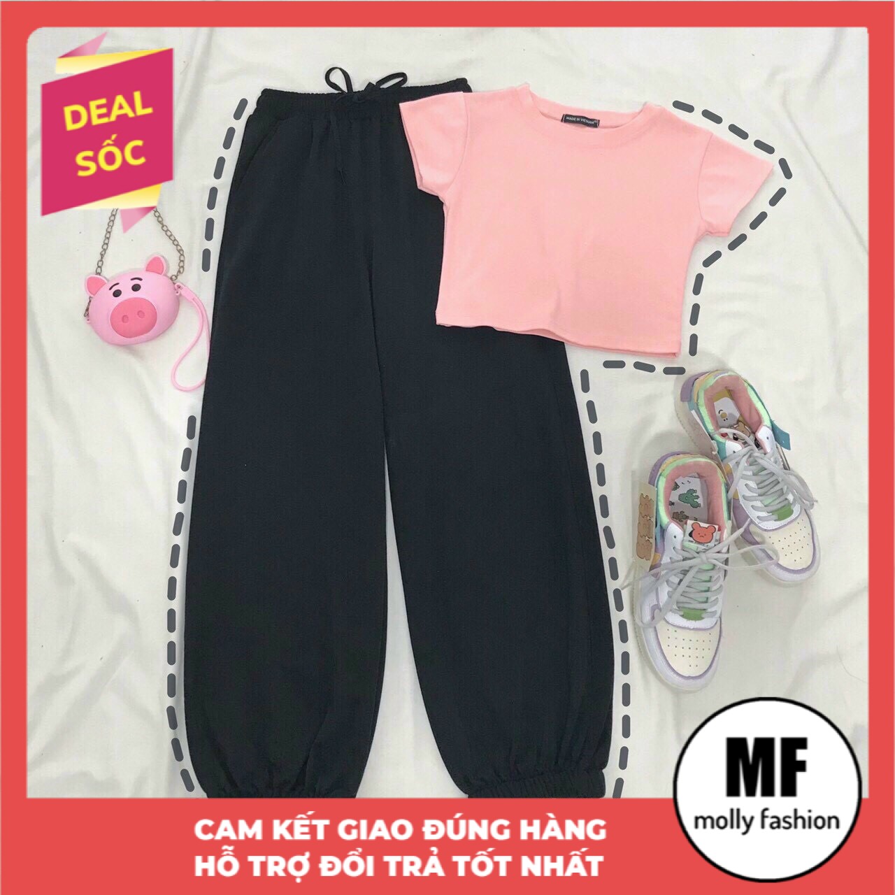 Đồ bộ hoạt hình quần ÁO BORIP PHỐI QUẦN ỐNG BO TRƠN Freesize dành cho nam nữ Molly Fashion