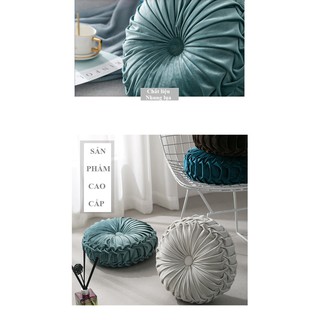Gối tựa lưng sofa đệm tròn ngồi bệt hình bí ngô bánh xe sang chảnh, vải nhung cao cấp