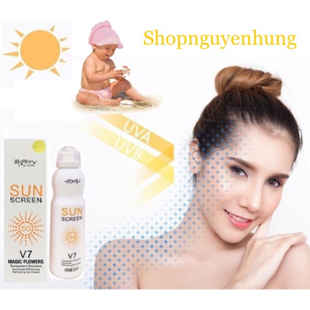 [Sale] Xịt chống nắng Hàn Quốc V7 180ml.