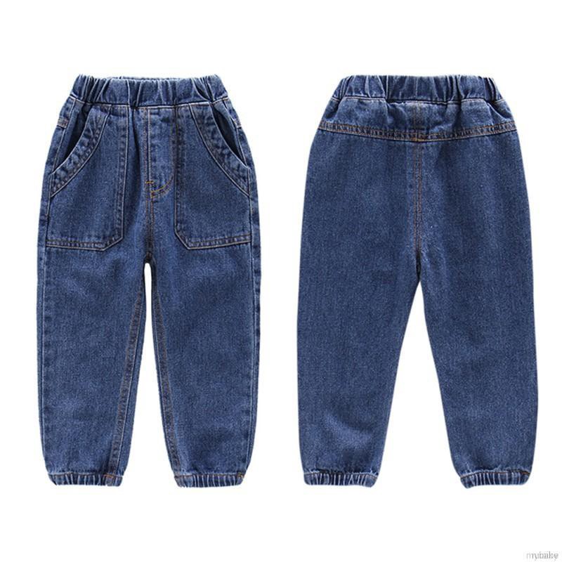 ruiaike  Boy Baby Fashion Long Pants Loose Straight Denim Pants Elastic Waist Jeans Trousers With Pocket