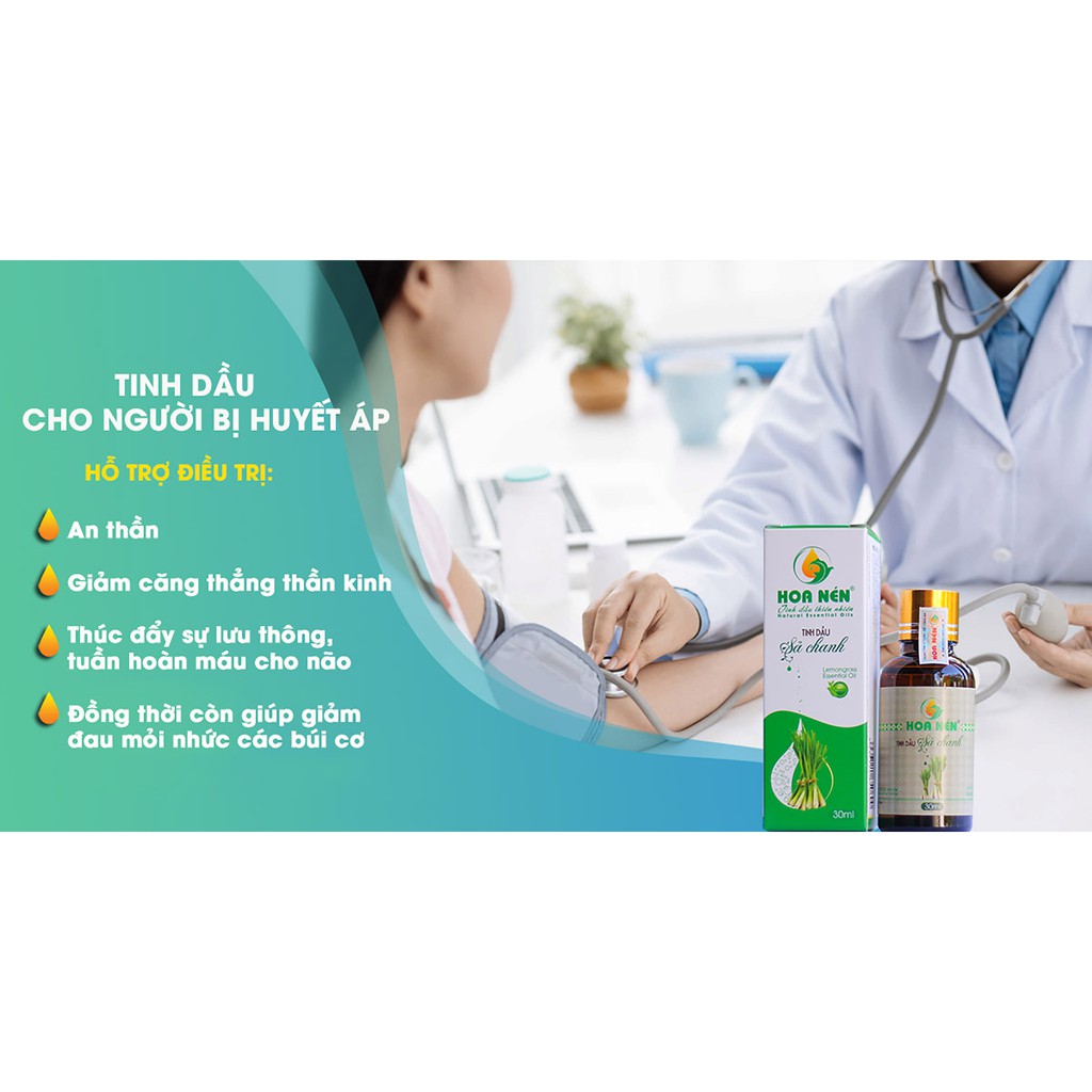 Tinh dầu Sả Chanh 10ml - Hoa Nén - Hương nồng ấm, khử mùi, ẩm mốc, đuổi muỗi, côn trùng