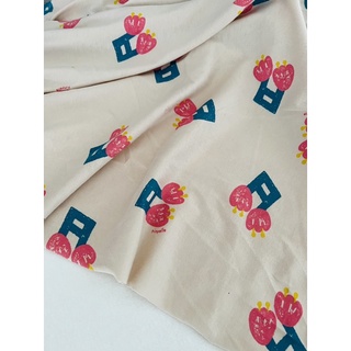 vải thun cotton 2c Hàn hình hoa