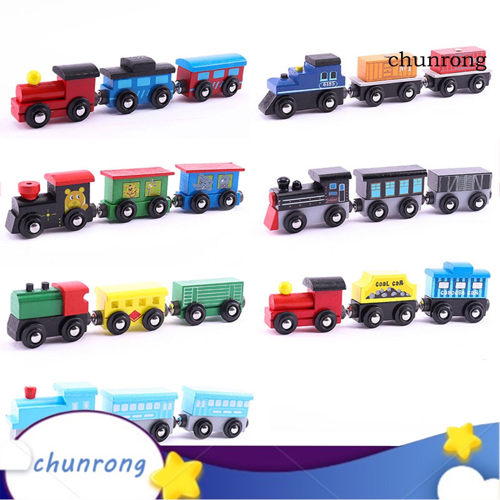 Set 3 Xe Lửa Đồ Chơi Bằng Gỗ Có Nam Châm Cho Bé