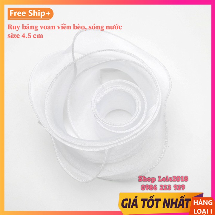 Ruy băng voan viền bèo sóng nước size 4cm ( cuộn 1m )