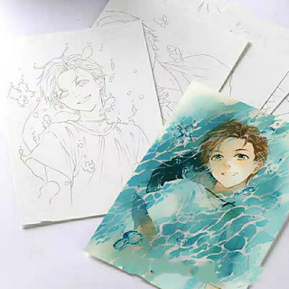 Line art Nam nhi Summer Boy a5 200gsm tô màu nước, marker