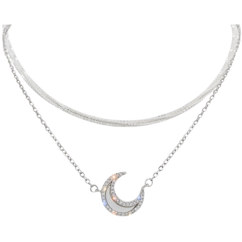 Vòng cổ Hai Lớp Hình Mặt Trăng Sang Trọng Thời Trang Cho Nữ
