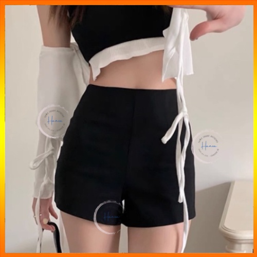 Quần Short Nữ Umi Hàn Dày Dặn Loại 1 Cạp Liền Lưng Cao Khóa Sau Giọt Lệ Hack Dáng Hanva