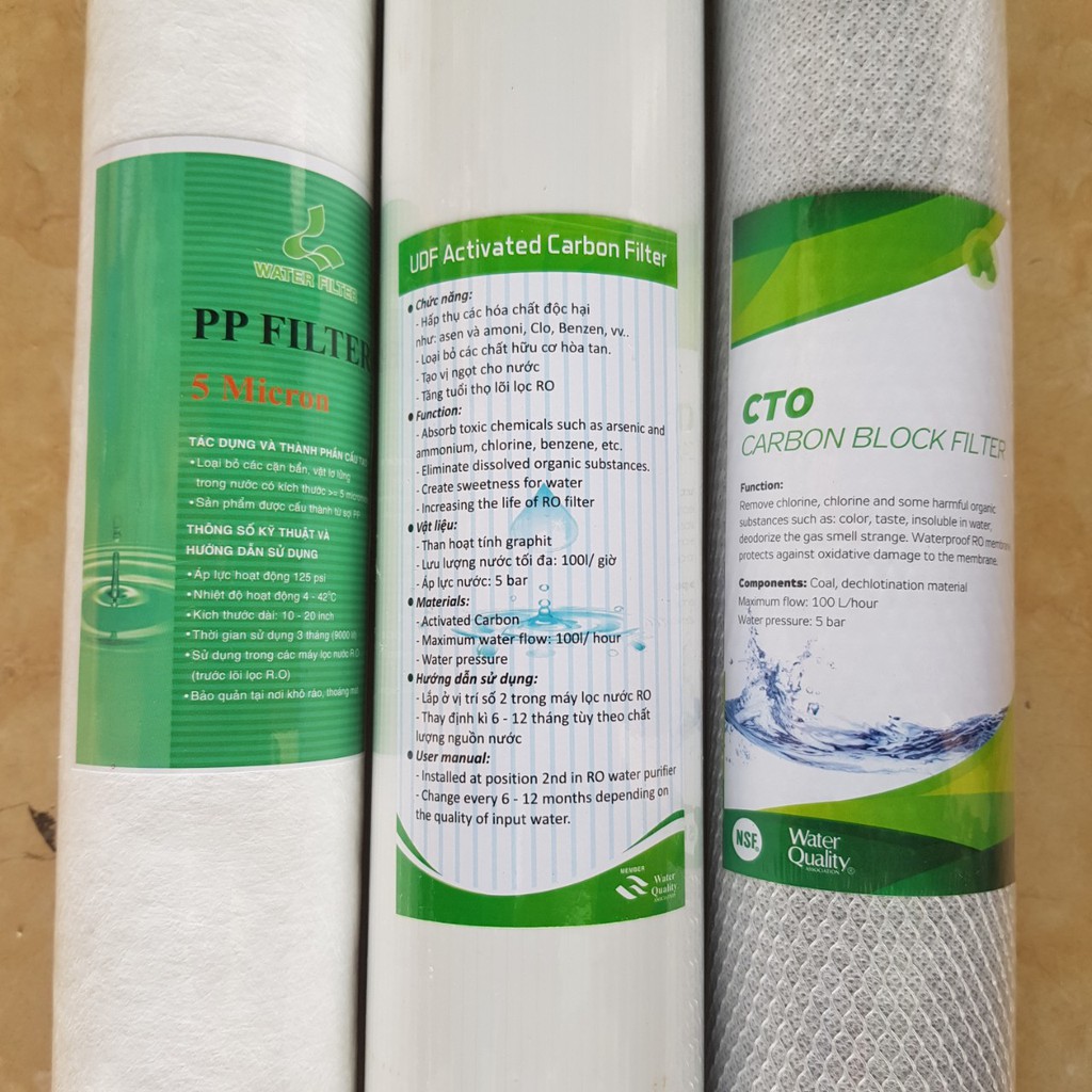 Bộ 3 lõi lọc 1 2 3  20 inch