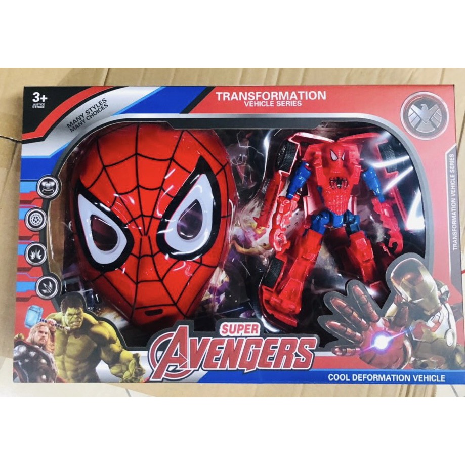 Đồ Chơi Lắp Ghép Biến Hình Ô Tô Robot Siêu Nhân Người Nhện Spider man 564-884 6601A giao ngẫu nhiên