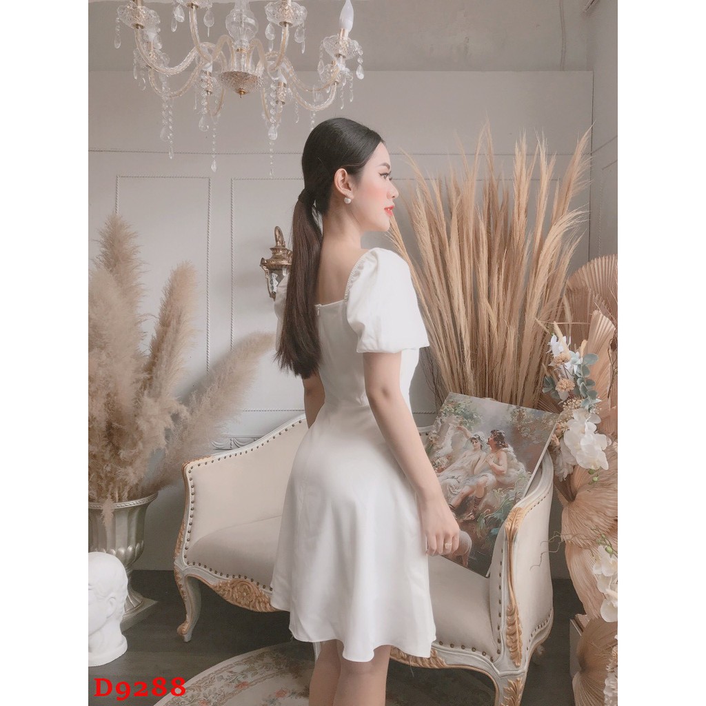 Đầm nữ dự tiệc cổ chéo thiết kế tay phồng sang trọng cao cấp thiết kế ZOMI D9288 | BigBuy360 - bigbuy360.vn