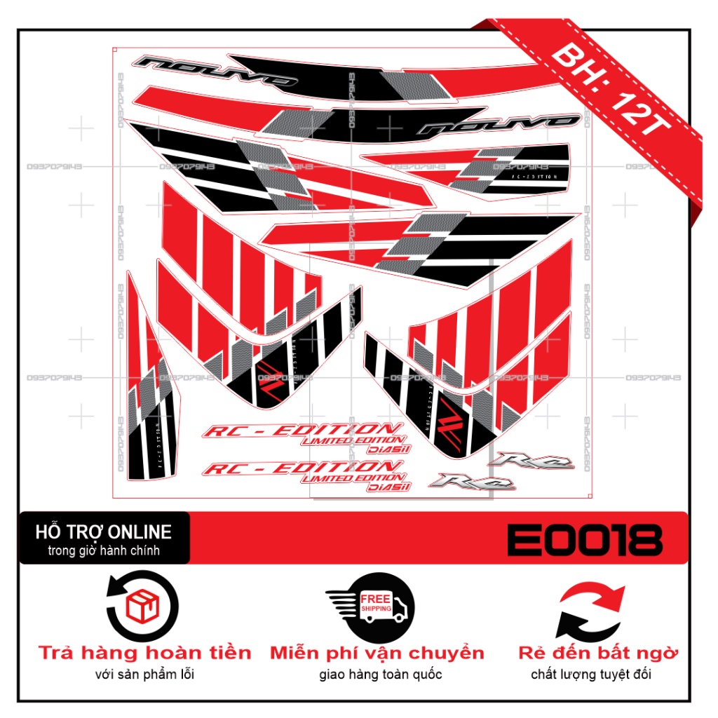 TEM XE NOUVO 5 SX TRẮNG ĐỎ -- SHIN DECAL 2