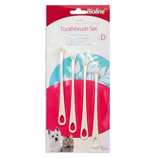 Bàn chải đánh răng bioline set 4 cây cho chó, mèo