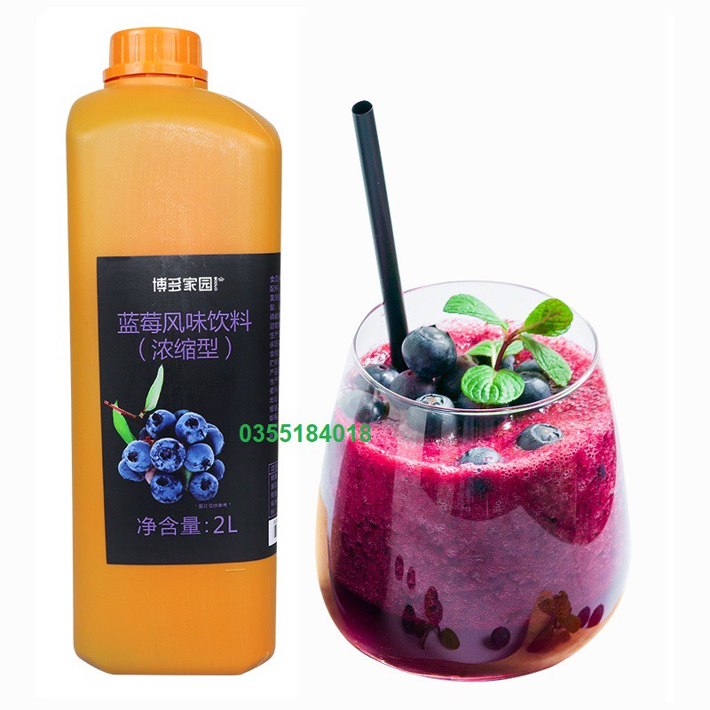 Siro Việt Quất Boduo Syrup Việt Quất Boduo Pha chế trà sữa - trà hoa quả Can 2L Hàng chính hãng