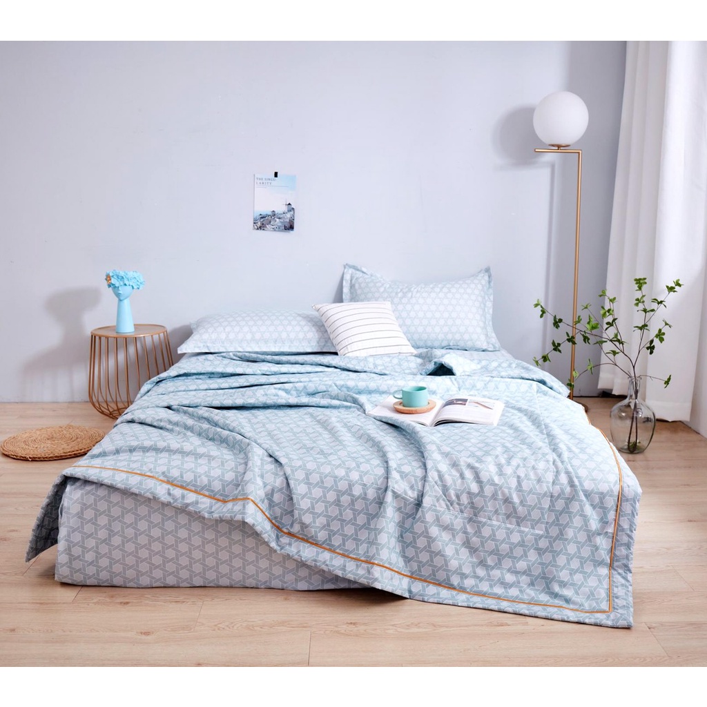 Bộ Chăn Ga Cotton 100% chăn trần bông - Cotton Đũi Nhật siêu thoáng mát