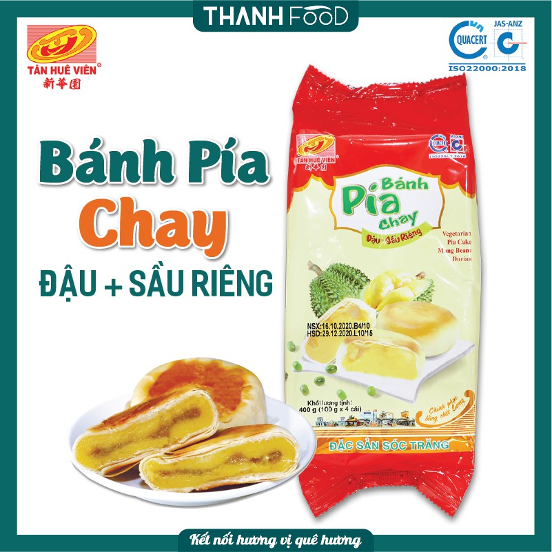 Bánh pía chay đậu sầu riêng (không trứng muối) Tân Huê Viên