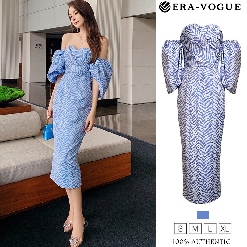 EraVogue 🌷Đầm Midi Trễ Vai Tay Phồng Phong Cách Hàn Quốc Thời Trang Mùa Hè Quyến Rũ 5173