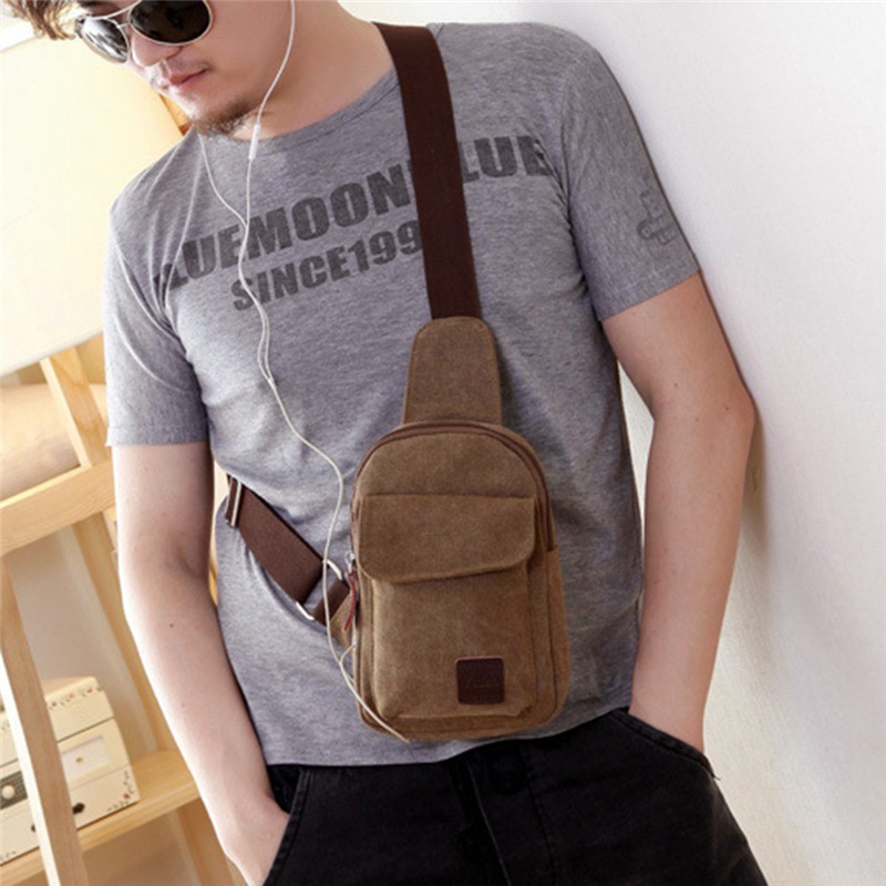 Fashion Men's Backpack Fashion Chest Bag Shoulder Messenger Canvas Casual Bag