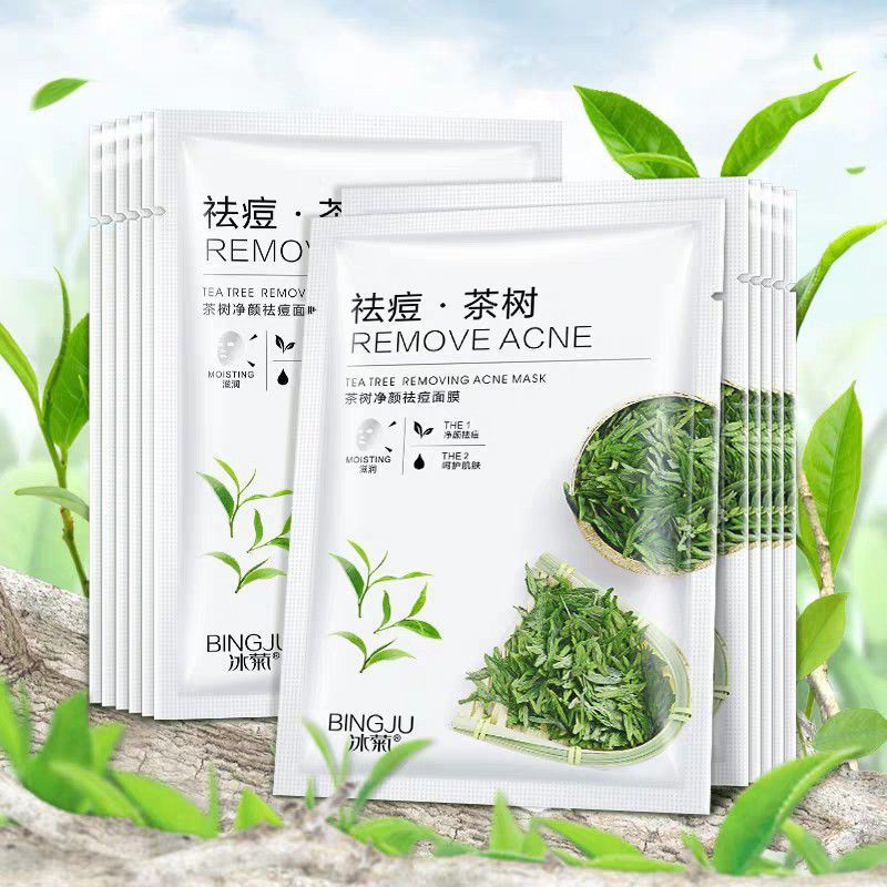 Mặt nạ tràm trà Teatree Removing Acne Mask chiết xuất từ lá trà xanh BINGJU