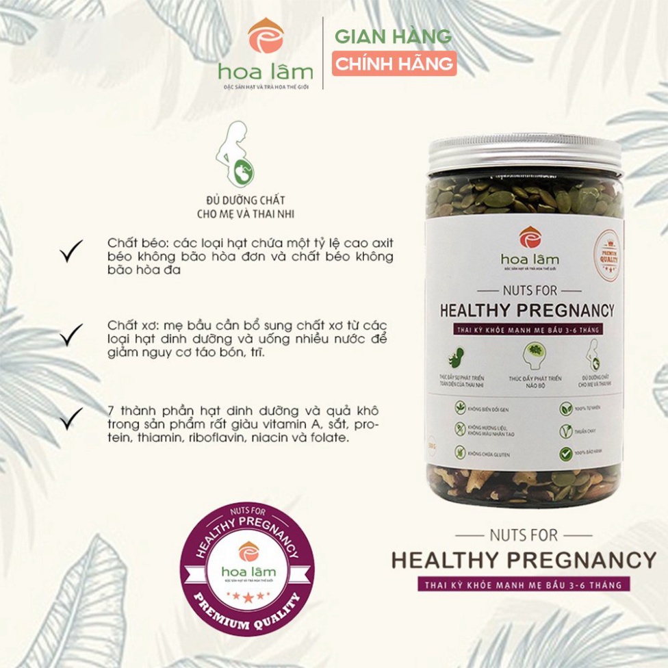 Hạt dinh dưỡng Hoa Lâm Nuts for Healthy Pregnancy dành cho mẹ bầu chu kì 3-6 tháng 500g