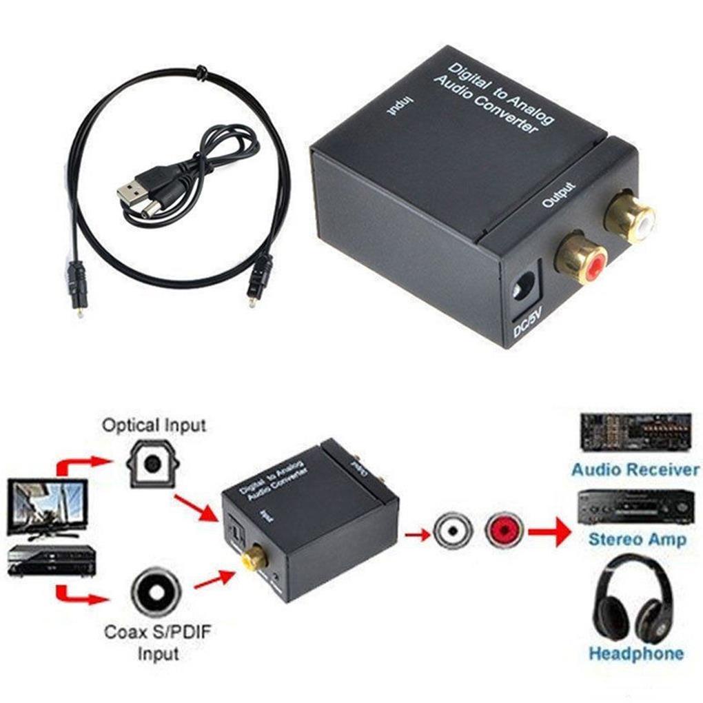 Bộ Chuyển Đổi Âm Thanh Đồng Trục Quang Học Kỹ Thuật Số Sang Analog RCA L / R Cổng Ra 3.5mm