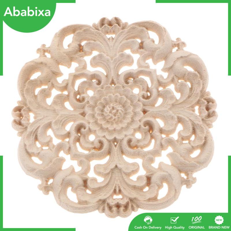 [Ababixa] Miếng Dán Tủ Chạm Khắc Hoa Văn Phương Tây Hình Tròn Màu Sắc Tự Nhiên Không Sơn