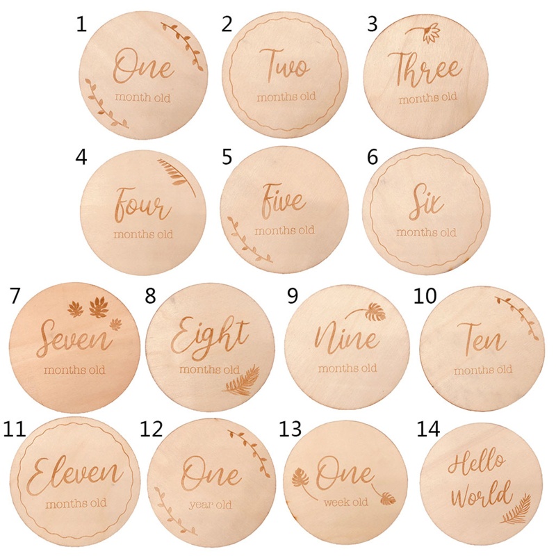 Set 14 Tấm Thẻ Ghi Chú Đánh Dấu Theo Tháng Làm Bằng Thủ Công Kỷ Niệm Cho Bé Sơ Sinh
