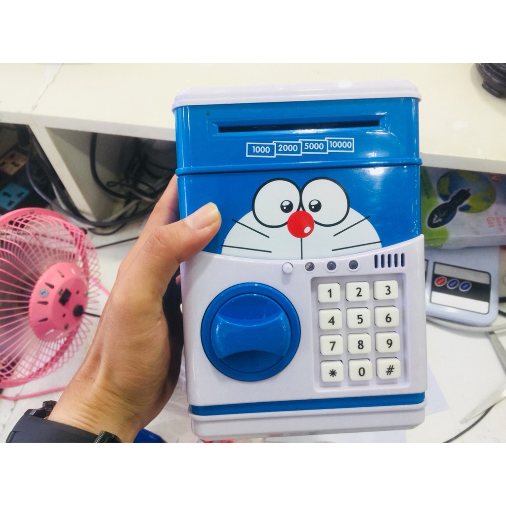 Két sắt mini Doremon ,Két sắt Hello Kitty, Món Quà Độc Đáo Cho Bé Kèm Pin