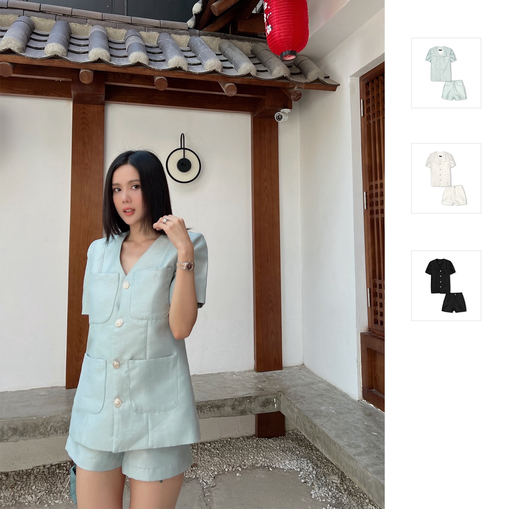 Set Nữ Áo Blazer 4 Pockets, Chất Vải Taffta xước Thoải Mái, WSD000350, SOMEHOW