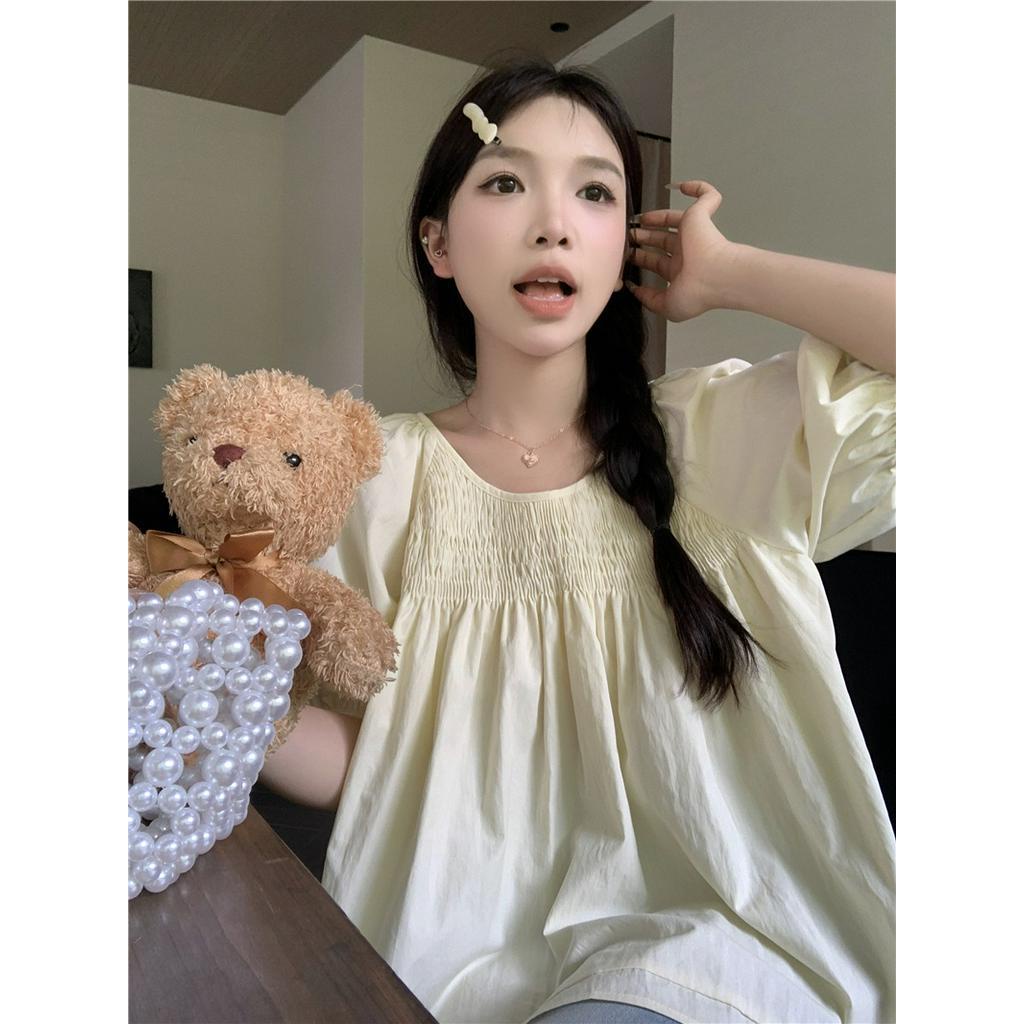 Áo Sơ Mi Cổ Tròn Dáng Rộng Màu Sắc Retro 64232