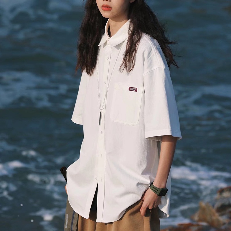 Áo Sơ Mi Dáng Rộng Tay Ngắn Phong Cách Thời Trang Retro Nhật Bản Có Size M-2xl Dành Cho Nam Và Nữ