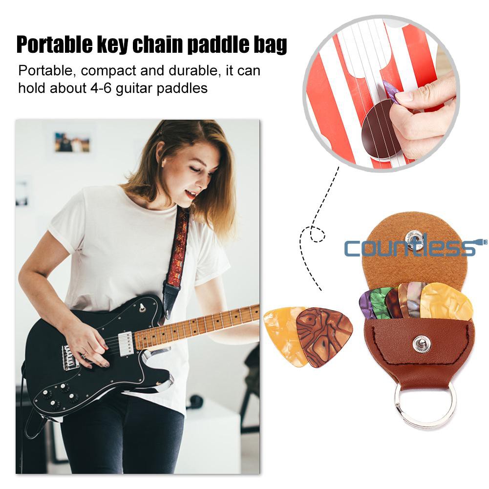 Móc Chìa Khóa Da Kèm Miếng Gảy Đàn 0.46mm Cho Đàn Guitar