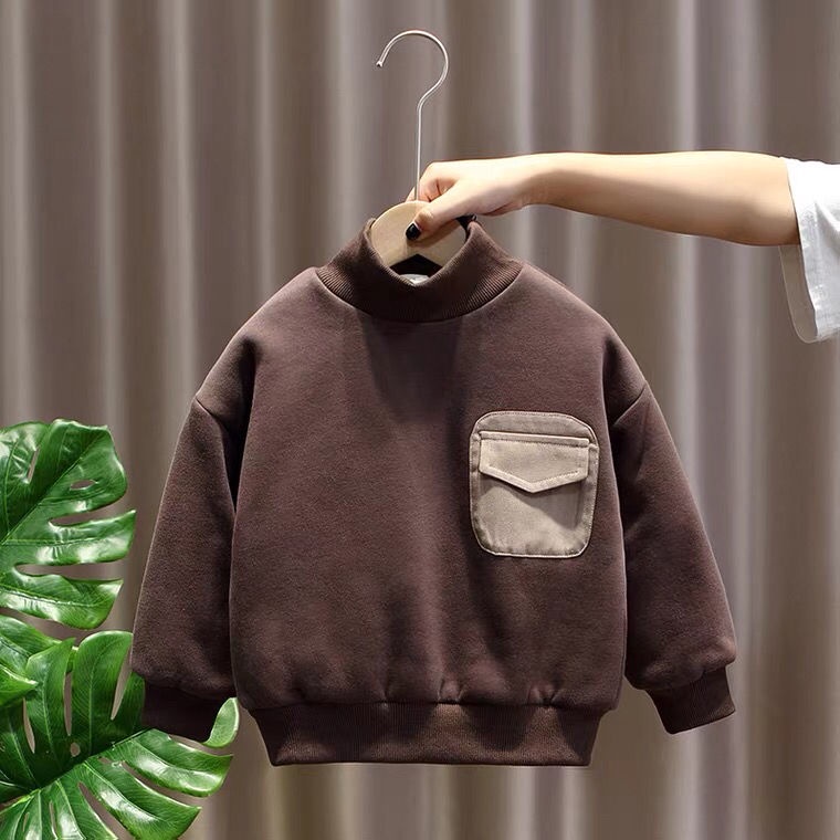 Áo sweater nhung dày giữ ấm mùa thu đông phong cách mới cho bé trai 2021