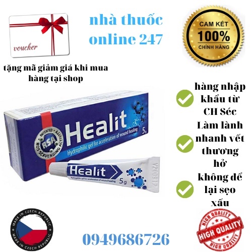 Gel Healit tuýp 5g - Làm lành nhanh vết thương hở ,không để lại sẹo ,không dị ứng ,kích thích da, không gây đau đớn