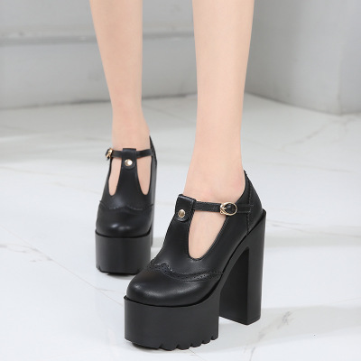 Mã T5044 Giá 840K: Giày Cao Gót Nữ Hungs Cao 14Cm Gót Vuông Đế Cao Giày Dép Nữ Chất Liệu Hàng Quảng 