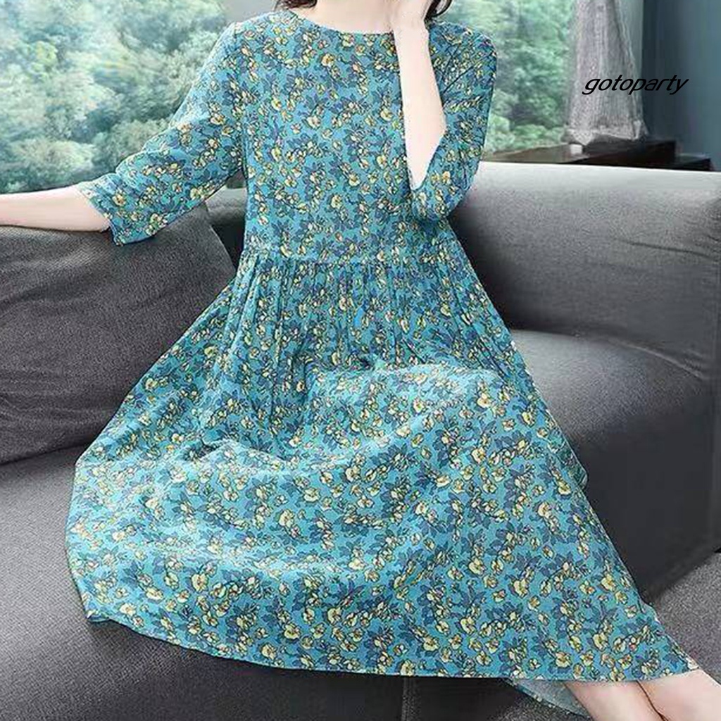 Đầm Tay Ngắn Chất Liệu Polyester Thân Thiện Với Da In Họa Tiết Hoa Thời Trang Mùa Hè Cho Nữ | BigBuy360 - bigbuy360.vn