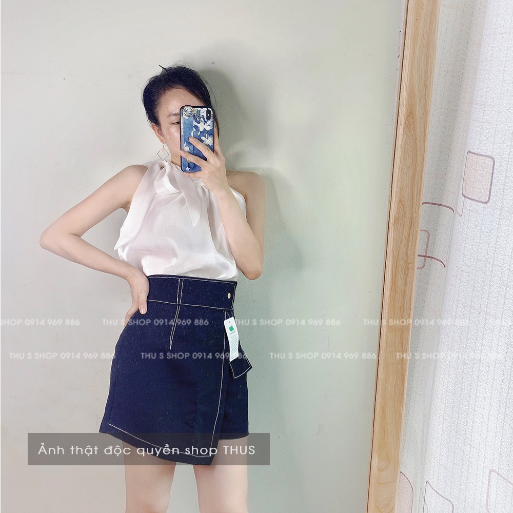 Quần short giả váy kiểu nữ cạp cao xếp lệch BIGSIZE chất vải cao cấp co dãn THUSSHOP | BigBuy360 - bigbuy360.vn