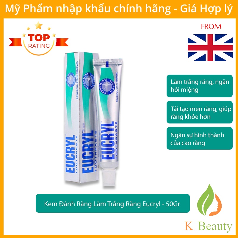 Kem Đánh Răng Làm Trắng Răng Hương Bạc Hà EUCRYL Tooth Paste Freshmint 62g - Hành Chính Hãng