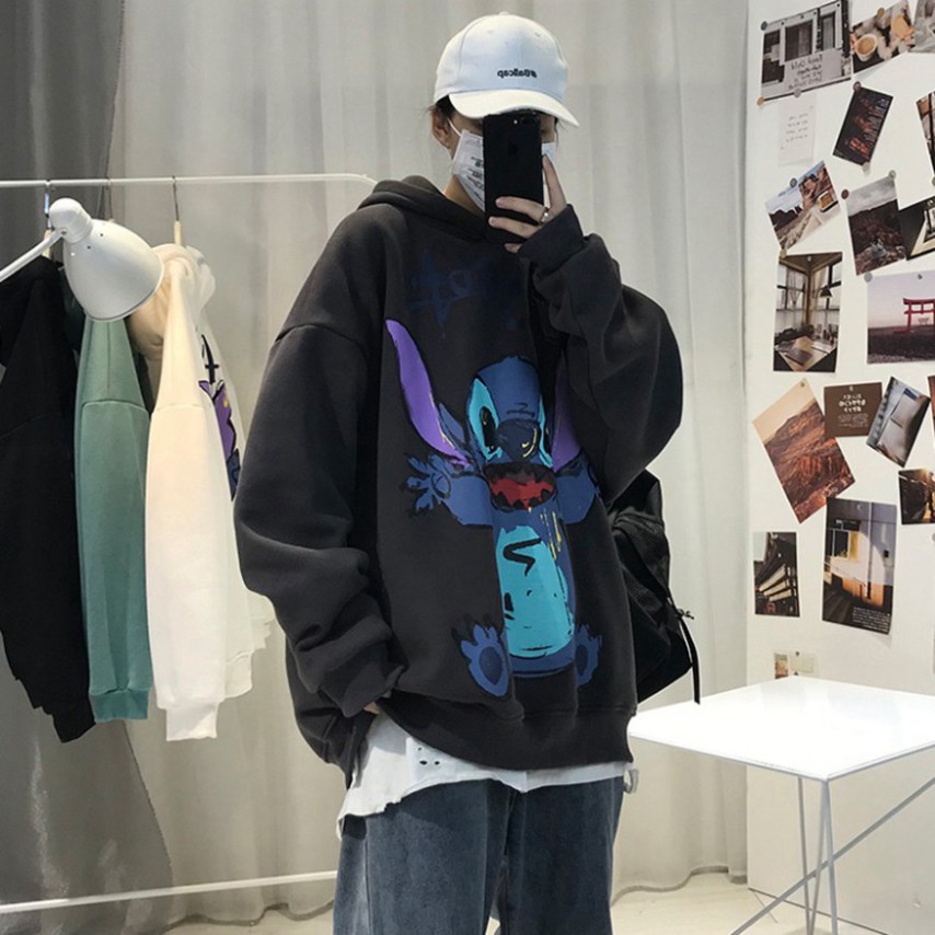 Áo Hoodie Unisex Chuột Stitch chất Liệu Nỉ Bông Xuất Hàn Cao Cấp