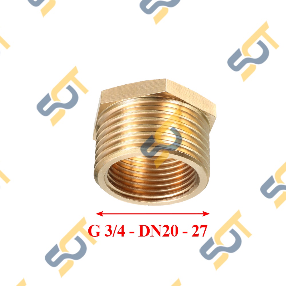 [NỐI CHUYỂN REN] G 3/4 DN20 27 Ren ngoài lớn nối ren trong nhỏ tùy chọn bằng đồng (bush male to female) Cả rá Lơ ngược