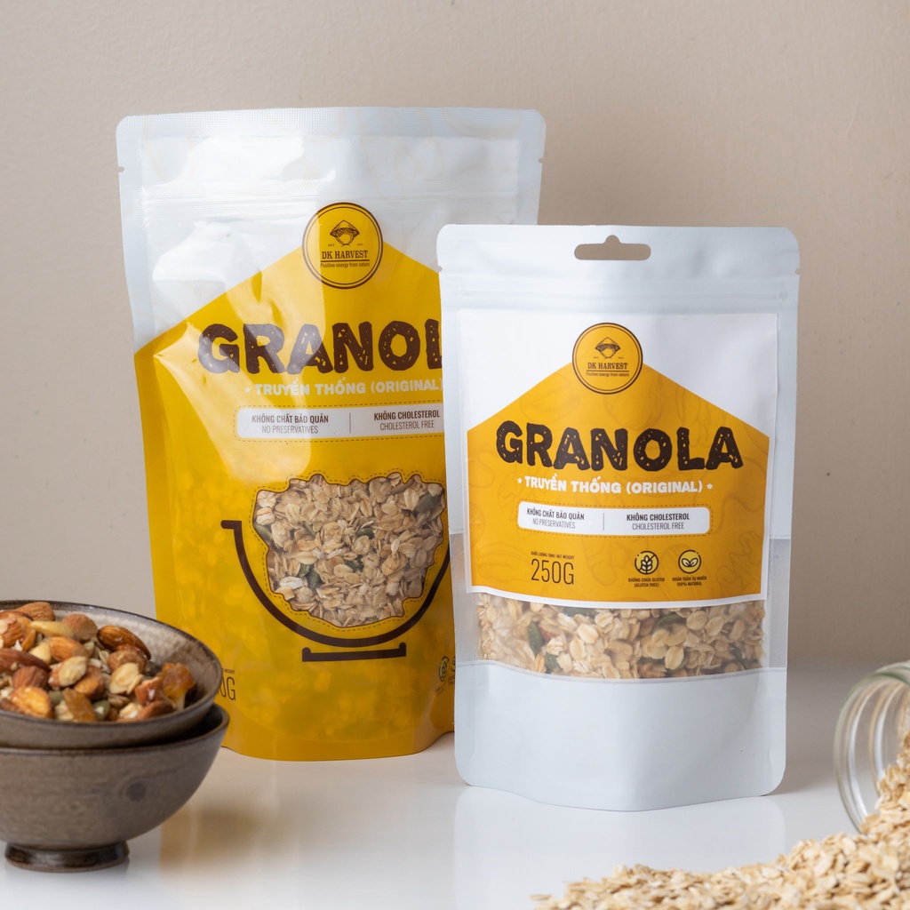 Granola Ăn Kiêng Siêu Hạt DK Harvest ngũ cốc healthy giảm cân tự nhiên- Hương Vị Truyền Thống - 250g,500g