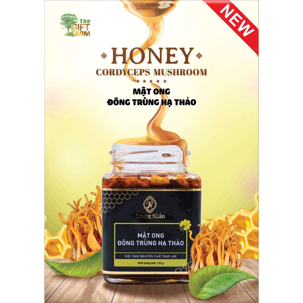 Mật ong ngâm nấm Đông Trùng Hạ Thảo sấy khô 120g/hũ- đổi trả nếu không hài lòng ( giá gốc từ nhà máy)