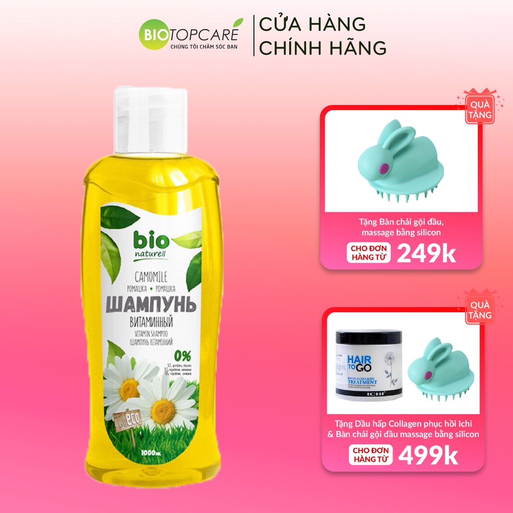 Dầu Gội Bio Naturell Suôn Mượt &amp; Chắc Khỏe Chiết Xuất Hoa Cúc La Mã 1000ml - BioTopcare Official - TN090